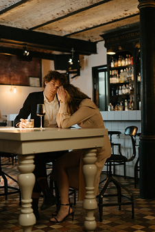 Couple arguing at kitchen table